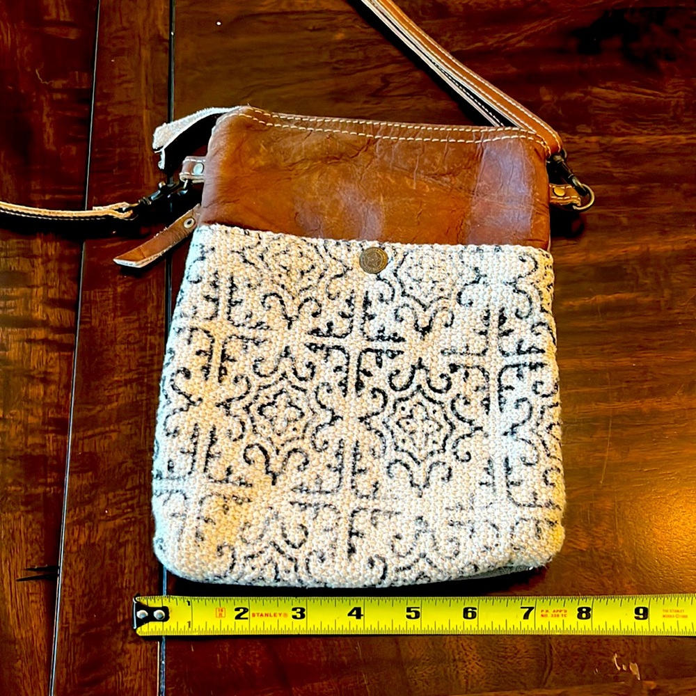 Great Seal of the State of Oklahoma 1907 crossbody bag, canvas/leather, 8 x 10